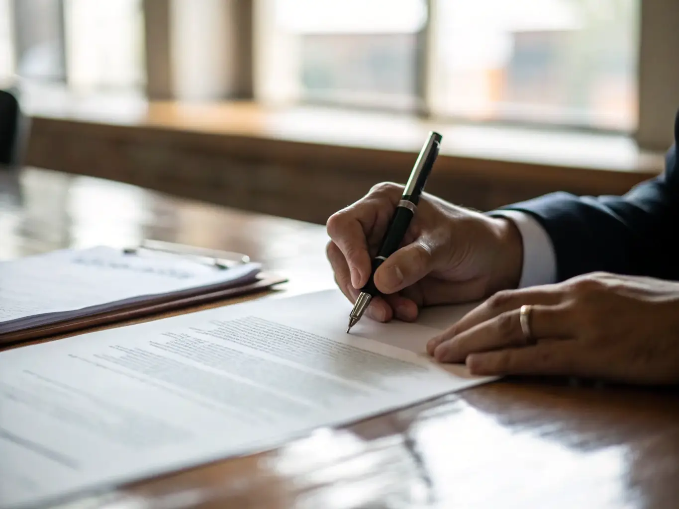 A close-up shot of a signed contract with a pen, representing the importance of legally sound agreements.